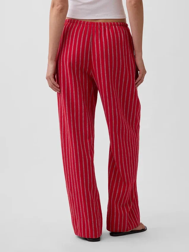 Pantaloni comodi a gamba larga in misto lino
