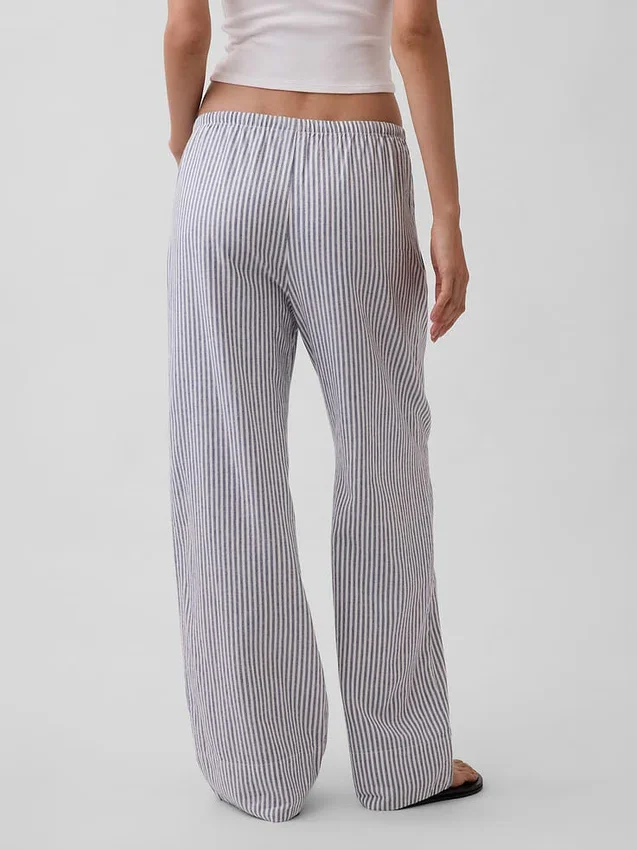 Pantaloni comodi a gamba larga in misto lino