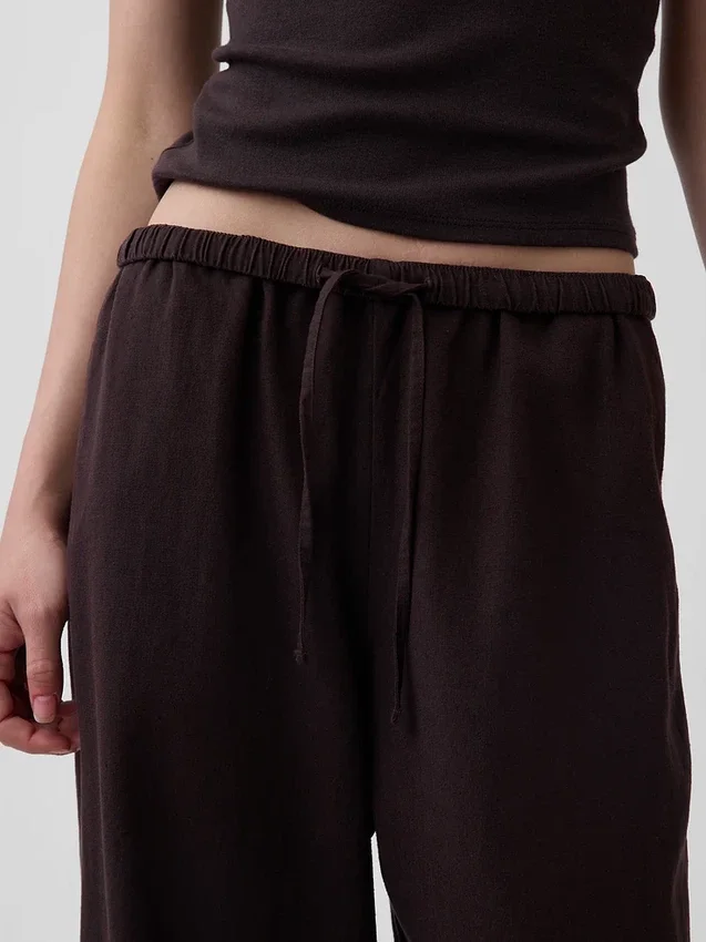 Pantaloni comodi a gamba larga in misto lino