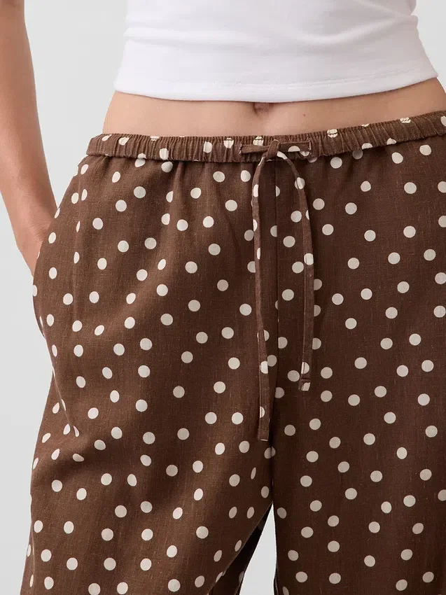 Pantaloni comodi a gamba larga in misto lino