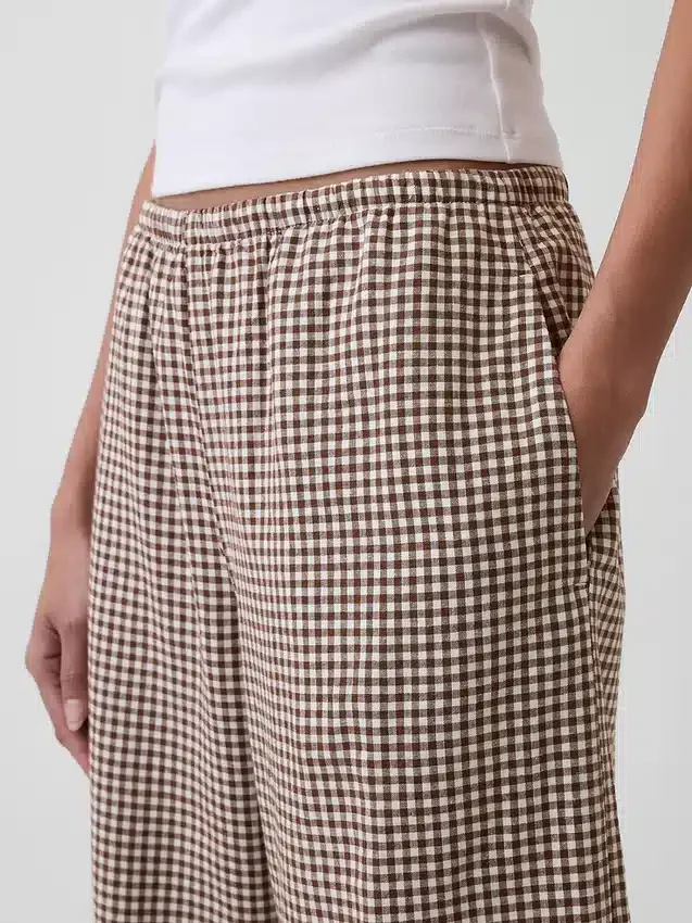 Pantaloni comodi a gamba larga in misto lino