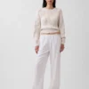 Pantaloni comodi a gamba larga in misto lino