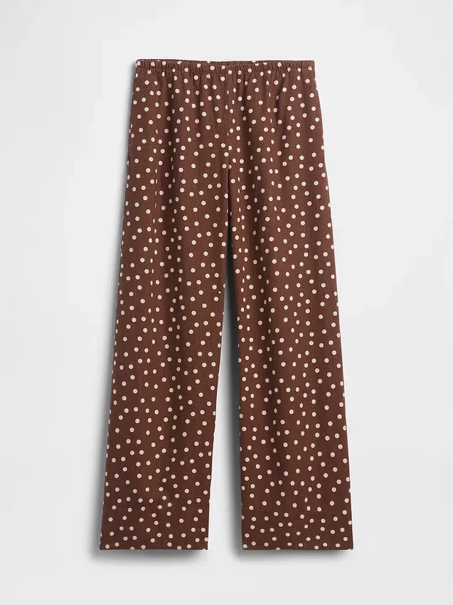 Pantaloni comodi a gamba larga in misto lino