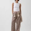 Pantaloni comodi a gamba larga in misto lino