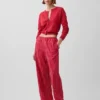 Pantaloni comodi a gamba larga in misto lino