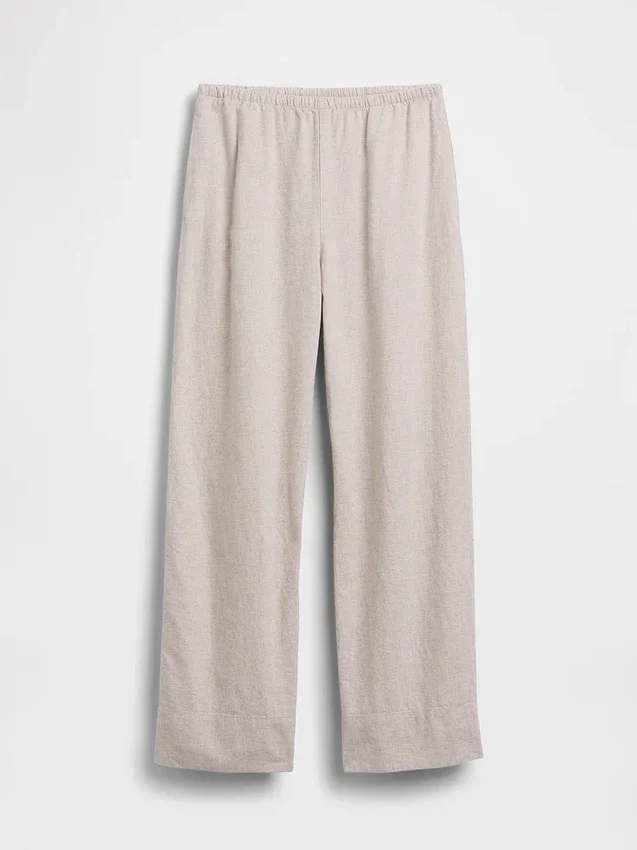 Pantaloni comodi a gamba larga in misto lino
