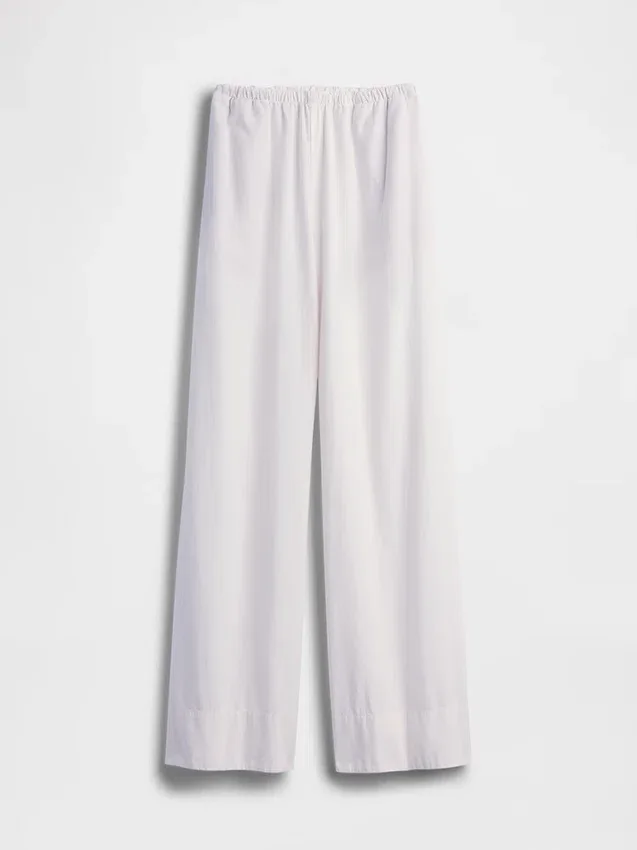 Pantaloni comodi a gamba larga in misto lino