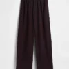 Pantaloni comodi a gamba larga in misto lino