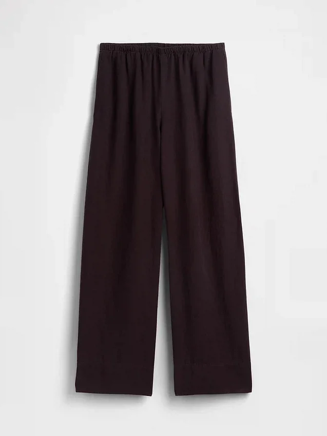 Pantaloni comodi a gamba larga in misto lino