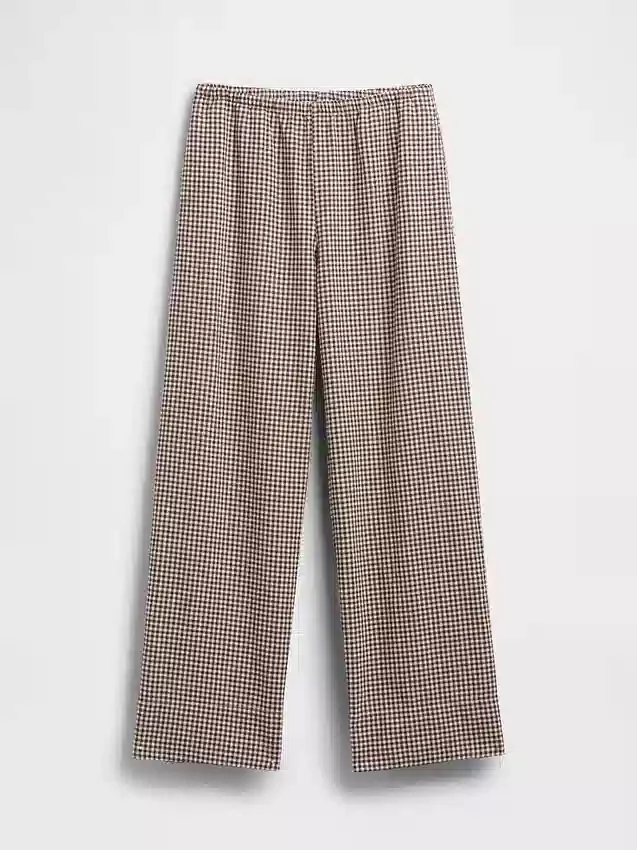 Pantaloni comodi a gamba larga in misto lino