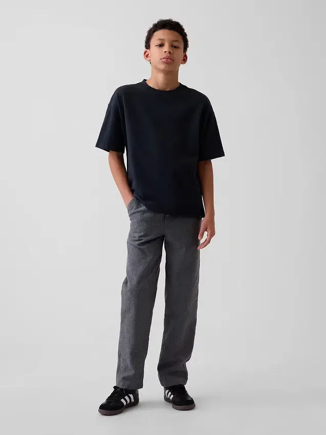Pantaloni comodi e rilassati in misto lino e cotone per bambini