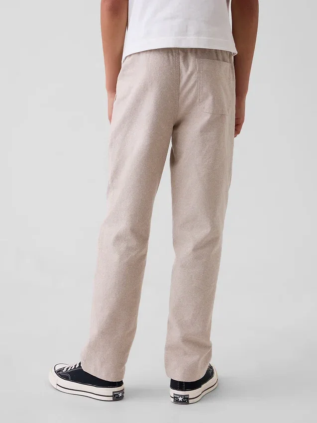 Pantaloni comodi e rilassati in misto lino e cotone per bambini