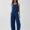 Pantaloni comodi in denim di garza di cotone