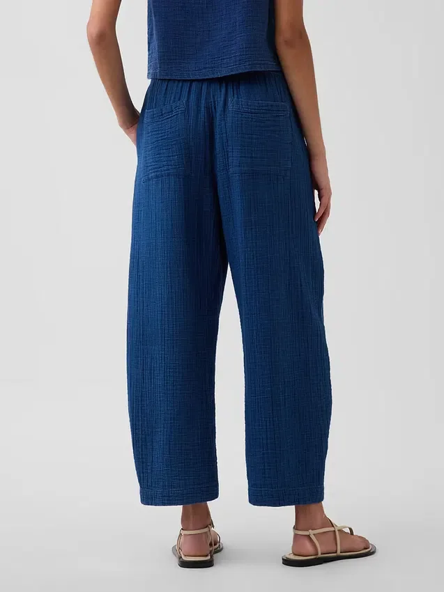 Pantaloni comodi in denim di garza di cotone