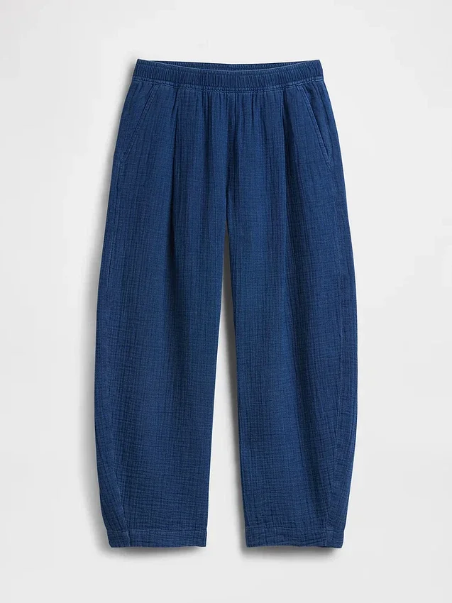 Pantaloni comodi in denim di garza di cotone