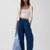 Pantaloni comodi in denim di garza di cotone