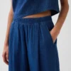 Pantaloni comodi in denim di garza di cotone