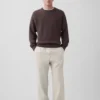 Pantaloni comodi in misto lino e cotone dal taglio affusolato