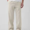 Pantaloni comodi in misto lino e cotone dal taglio affusolato