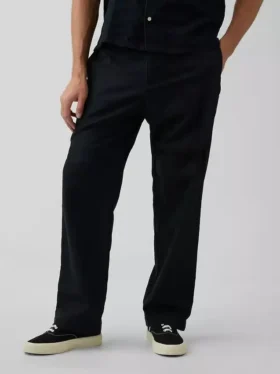 Pantaloni comodi in misto lino e cotone dal taglio affusolato