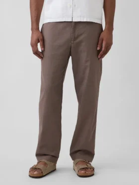 Pantaloni comodi in misto lino e cotone dal taglio affusolato