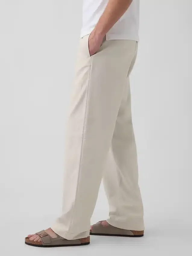 Pantaloni comodi in misto lino e cotone dal taglio affusolato