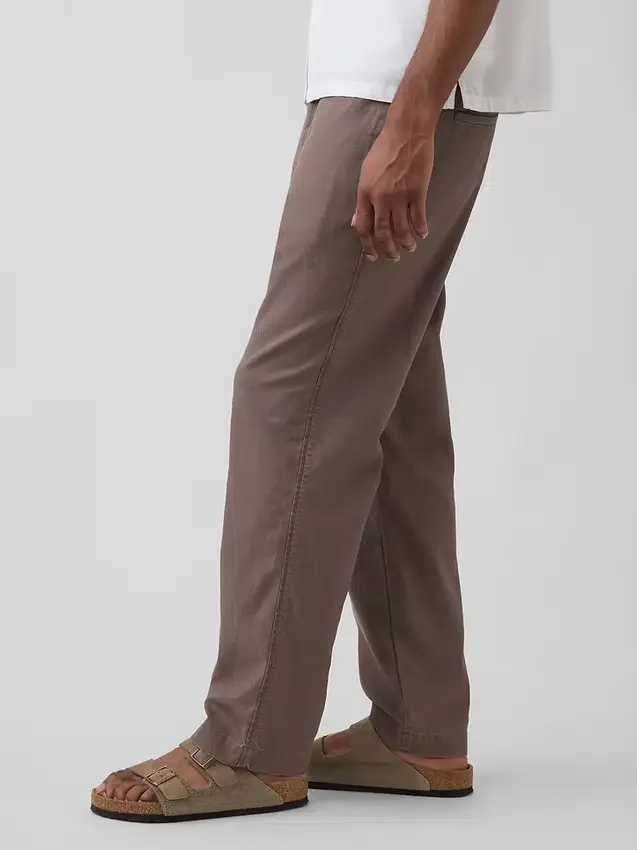 Pantaloni comodi in misto lino e cotone dal taglio affusolato