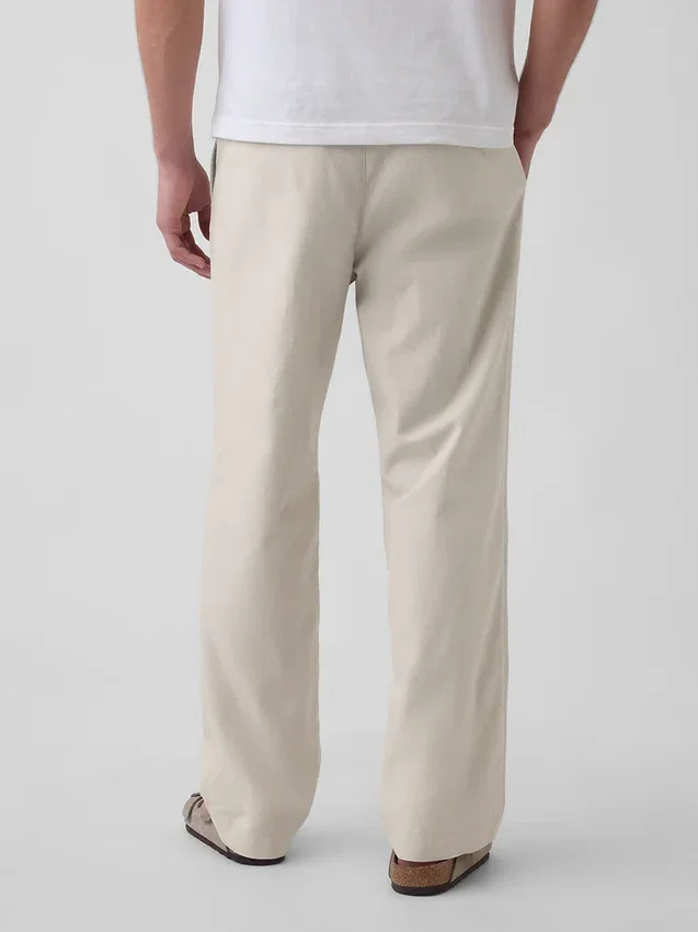 Pantaloni comodi in misto lino e cotone dal taglio affusolato