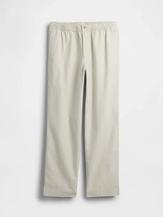 Pantaloni comodi in misto lino e cotone dal taglio affusolato