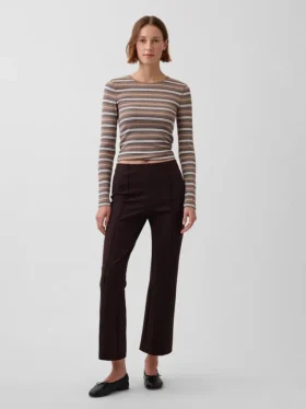 Pantaloni corti a vita alta in maglia doppia