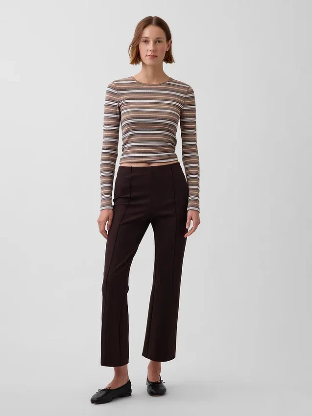 Pantaloni corti a vita alta in maglia doppia