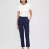Pantaloni cropped slim a vita alta in maglia doppia