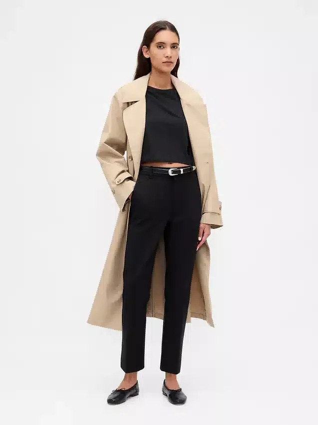 Pantaloni cropped slim a vita alta in maglia doppia