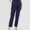 Pantaloni cropped slim a vita alta in maglia doppia