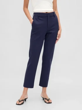Pantaloni cropped slim a vita alta in maglia doppia
