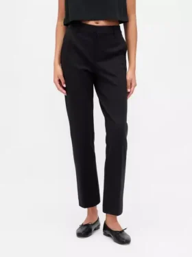 Pantaloni cropped slim a vita alta in maglia doppia