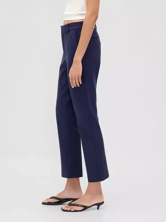 Pantaloni cropped slim a vita alta in maglia doppia