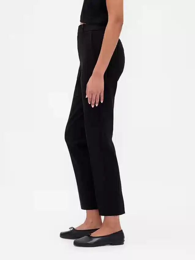 Pantaloni cropped slim a vita alta in maglia doppia