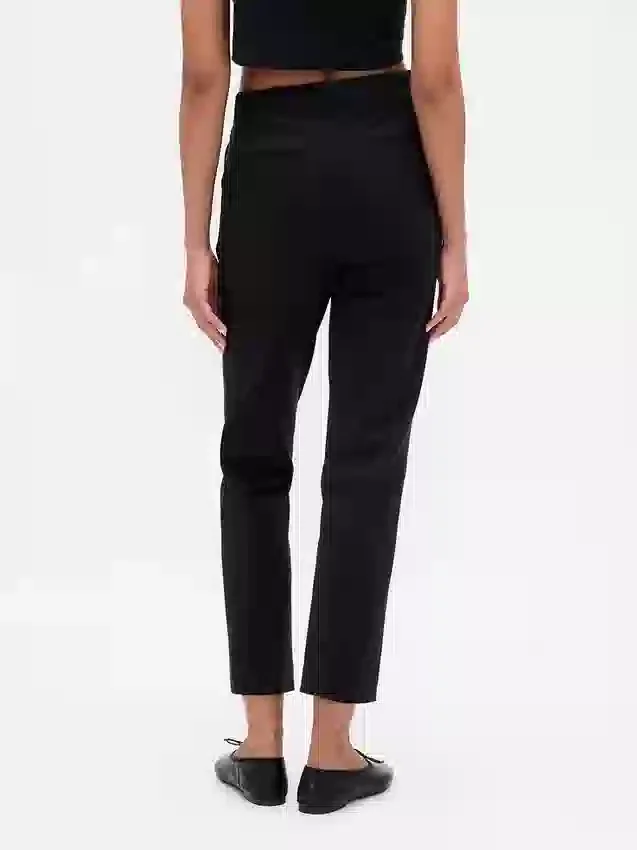 Pantaloni cropped slim a vita alta in maglia doppia