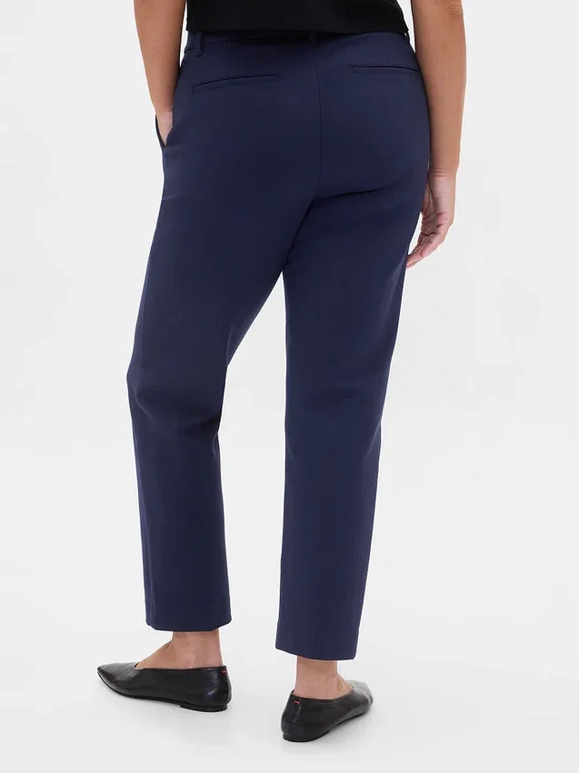 Pantaloni cropped slim a vita alta in maglia doppia