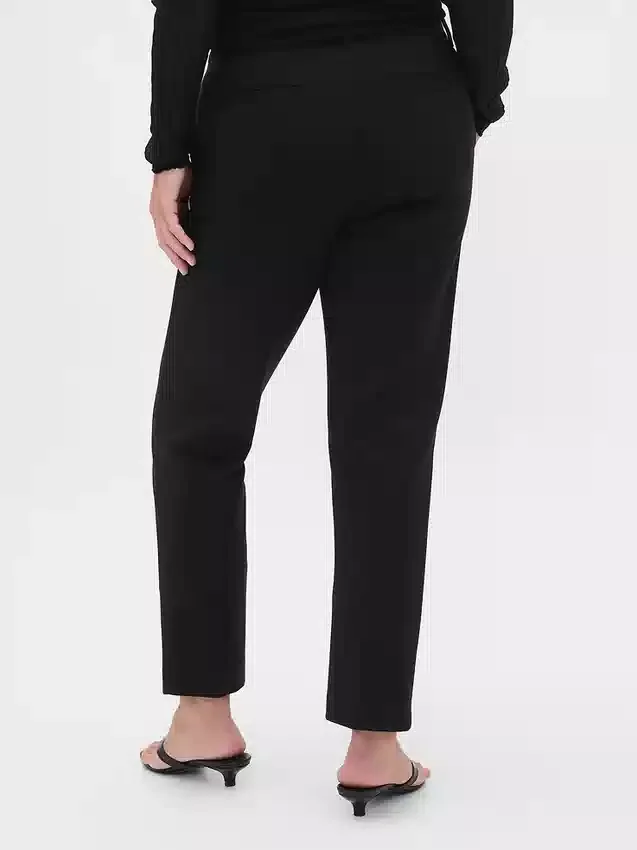 Pantaloni cropped slim a vita alta in maglia doppia