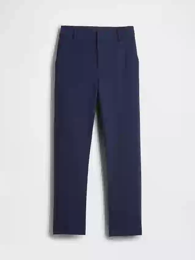 Pantaloni cropped slim a vita alta in maglia doppia