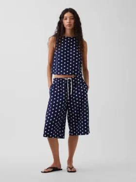 Pantaloni culotte comodi e dalla vestibilità morbida in misto lino