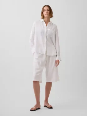 Pantaloni culotte comodi e dalla vestibilità morbida in misto lino