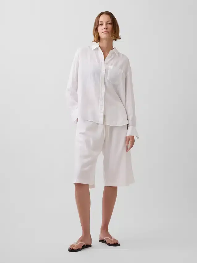 Pantaloni culotte comodi e dalla vestibilità morbida in misto lino