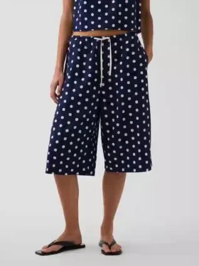 Pantaloni culotte comodi e dalla vestibilità morbida in misto lino
