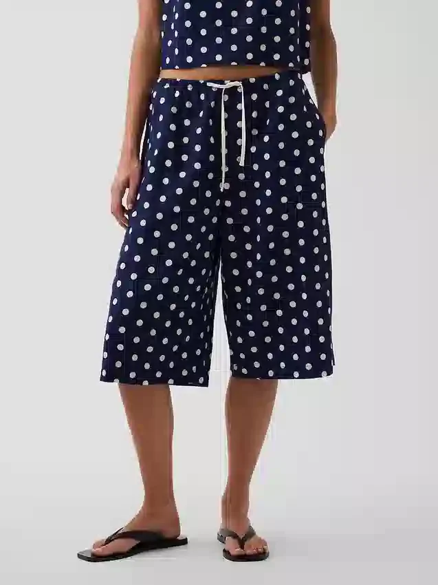 Pantaloni culotte comodi e dalla vestibilità morbida in misto lino