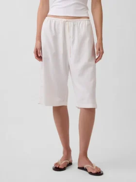 Pantaloni culotte comodi e dalla vestibilità morbida in misto lino