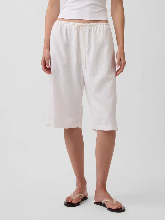 Pantaloni culotte comodi e dalla vestibilità morbida in misto lino