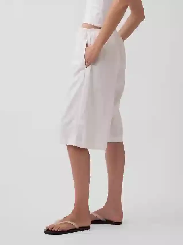 Pantaloni culotte comodi e dalla vestibilità morbida in misto lino